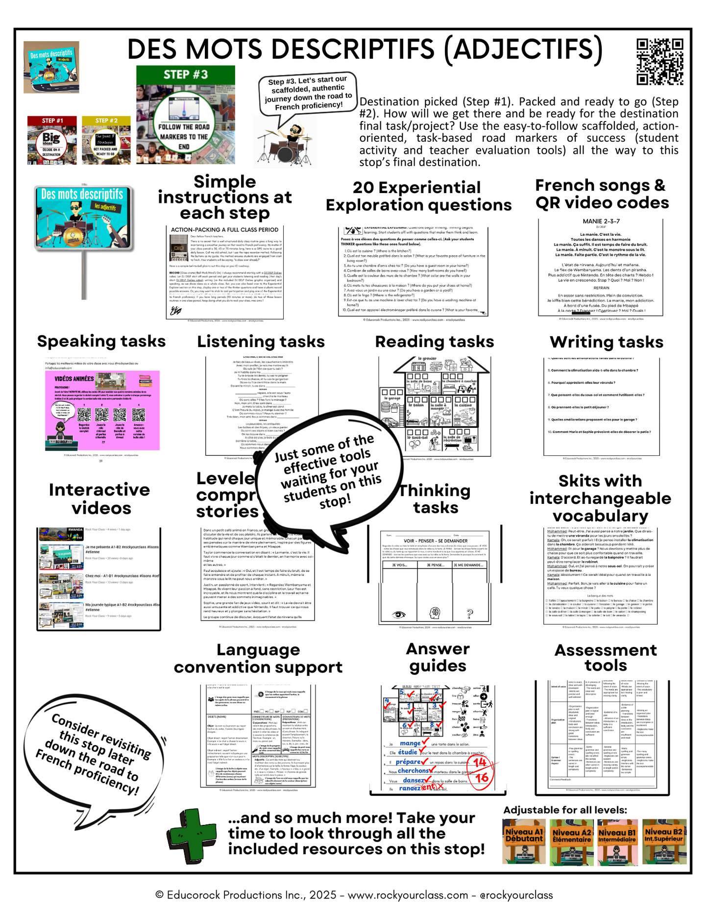 DES MOTS DESCRIPTIFS (Adjectifs) (A1-B1) 67-Page Full Package
