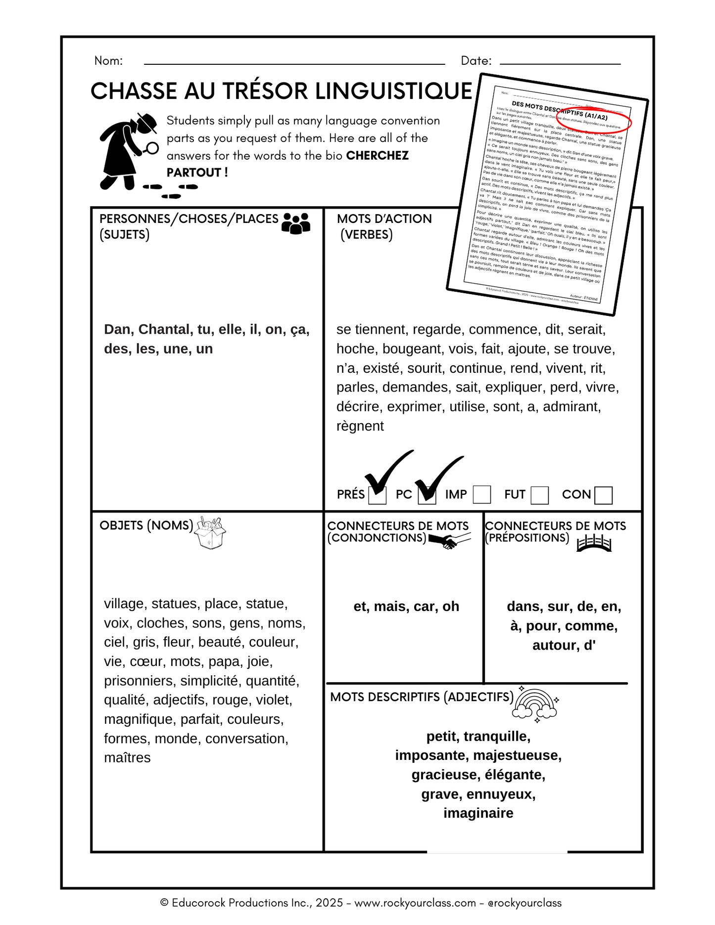 DES MOTS DESCRIPTIFS (Adjectifs) (A1-B1) 67-Page Full Package