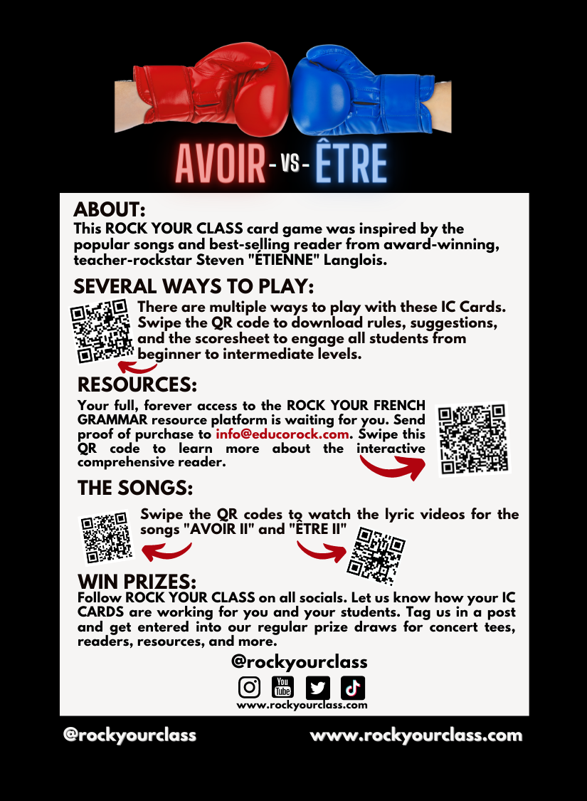 AVOIR vs ÊTRE - CONVO CARDS - PDF DOWNLOAD and PRINT
