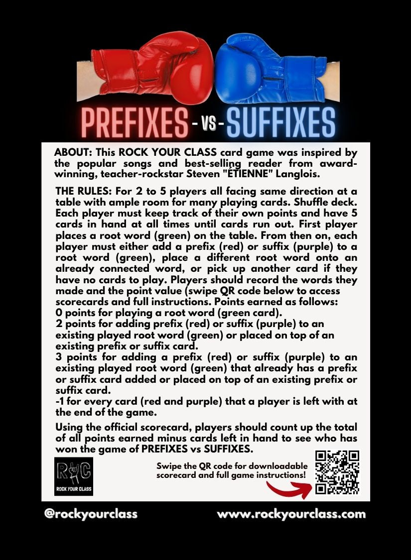 PREFIXES vs SUFFIXES - CONVO CARDS - PDF DOWNLOAD and PRINT