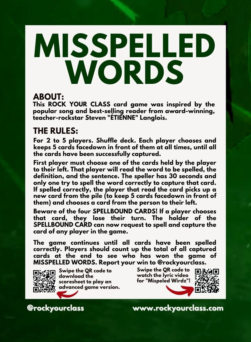MISSPELLED WORDS - CONVO CARDS - PDF DOWNLOAD and PRINT